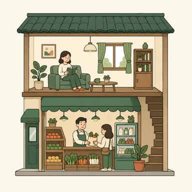 downstairs: 下の階に