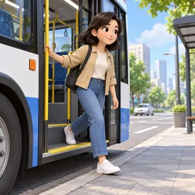 get off: （バスや電車を）降りる