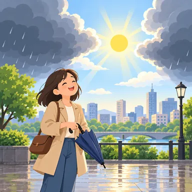 sunny: 晴れた