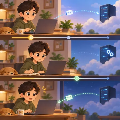 asynchronous: 待ち合わせず別々に進む