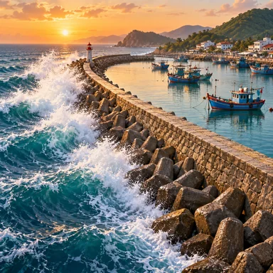 breakwater: 波を受け止める堤