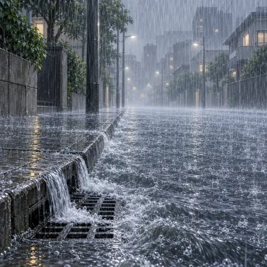 torrential rain: たたきつけるような雨