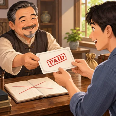 acquittance: 借りを返し終えたことを示す書面