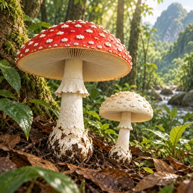 amanita mushroom: 猛毒の種を多く含むきのこの仲間