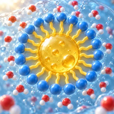 amphipathic: 水になじむ端と水をはじく端の両方を持つ