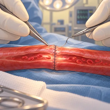 anastomosis: 体の中で二つの管をつないだ箇所