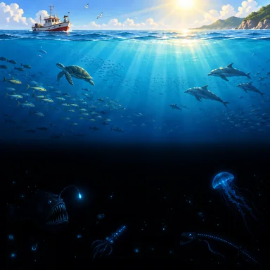 aphotic depth: 光の届かない深さ