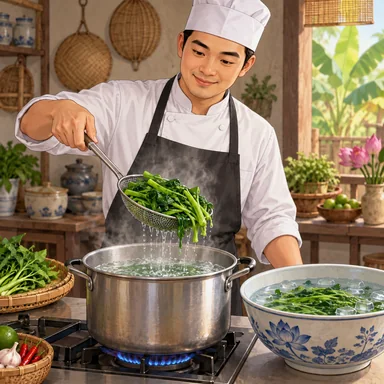 blanch vegetables: 野菜を熱湯にさっと通す