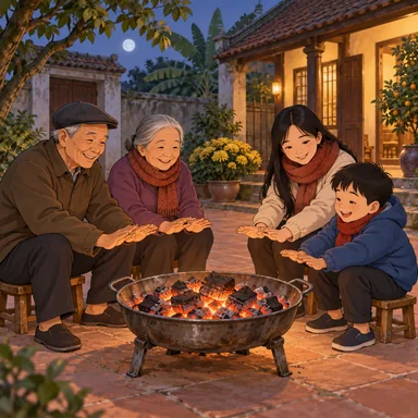 brazier: 暖を取ったり焼いたりする炭の器
