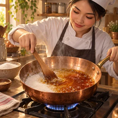 caramelization: 糖が焦げて色と香りが出ること