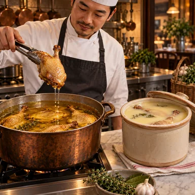 confit: 脂に浸してゆっくり煮た料理