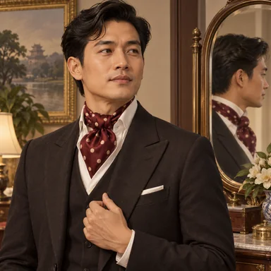 cravat: 首に巻く絹の飾り布